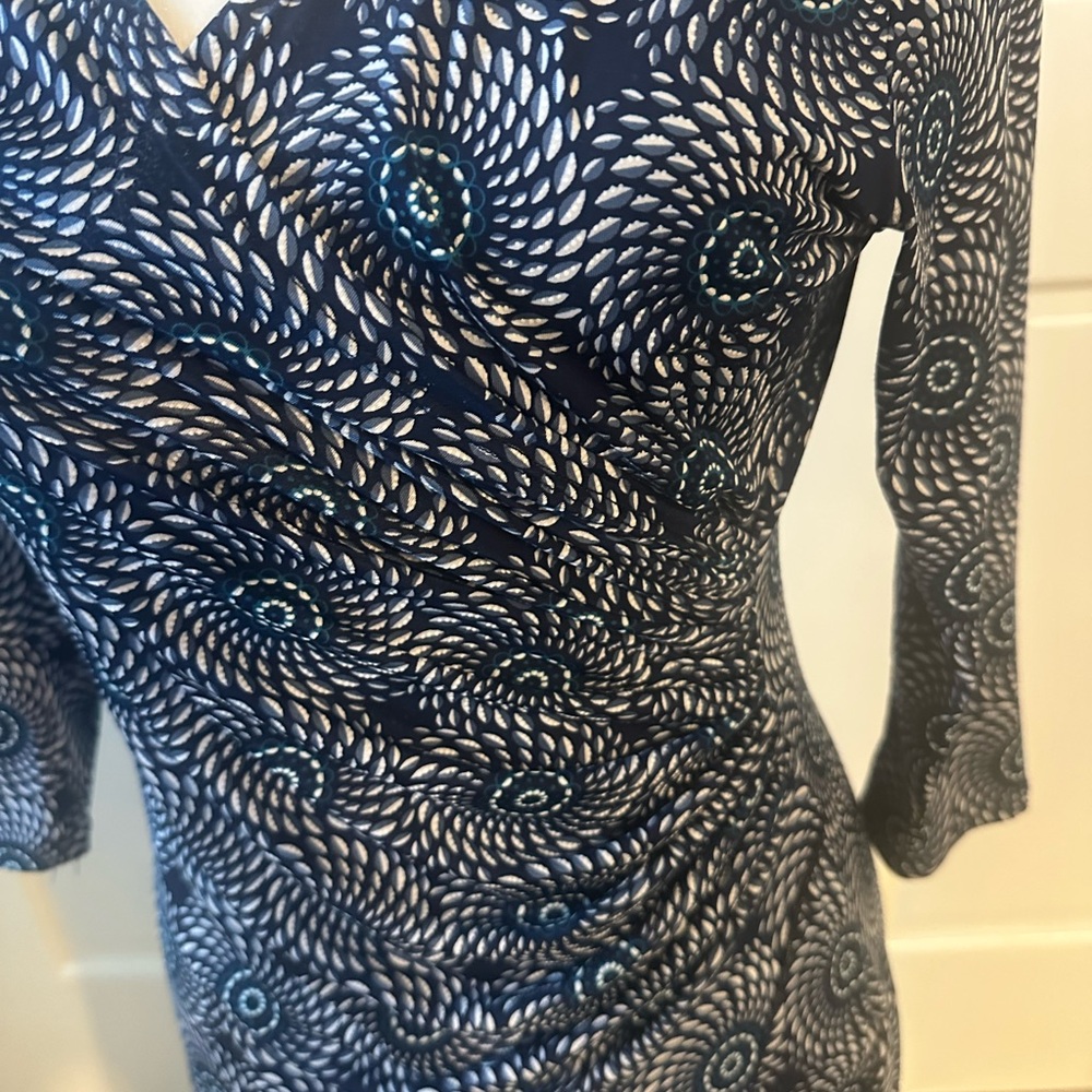 Mare Blu St. Tropez Navy/white Patterned V-Neck wrap Midi Dress Sz S - Picture 6 of 12
